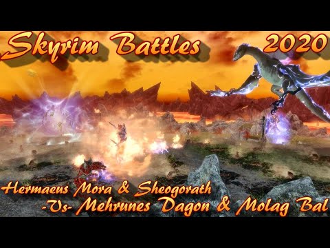 Skyrim Battles - Hermaeus Mora & Sheogorath -Vs- Mehrunes Dagon & Molag Bal [Legendary Settings]
