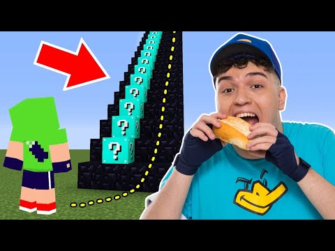 NÃO SUBA NA ESCADONA GIGANTE ERRADA DE LUCKY BLOCK AZUL DO BETÃO DO PÃO NO MINECRAFT!!