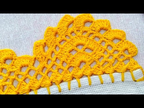 bico/barrado de crochê fácil carreira única para pano de prato e toalhas #crochê #barrado
