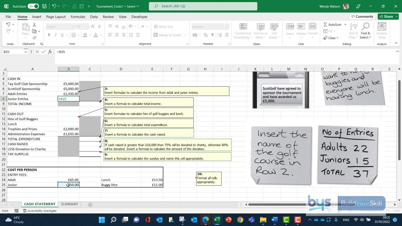 Watch video 2022 N5 Admin & IT Spreadsheet Task 1.a Now 2022 N5 Admin & IT Spreadsheet Task 1.a