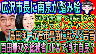【日本保守党】広沢市長に南京が踏み絵！河村発言で取引か？／百田動画を自民が消す？／島田洋一が高市早苗に苦言