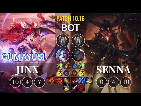 T1 Gumayusi Jinx vs Senna Bot - KR Patch 10.16