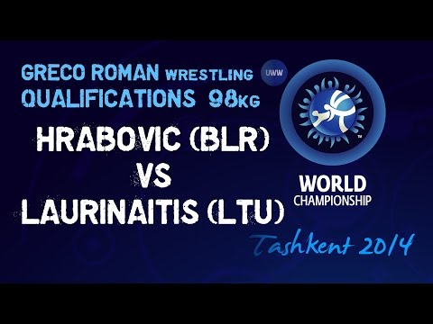 Qualifications - Greco Roman Wrestling 98kg -  HRABOVIC (BLR) vs LAURINAITIS (LTU) - Tashkent 2014