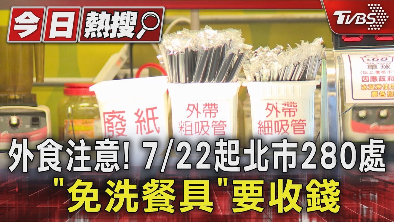 外食注意! 7/22起北市280處「免洗餐具」要收錢
