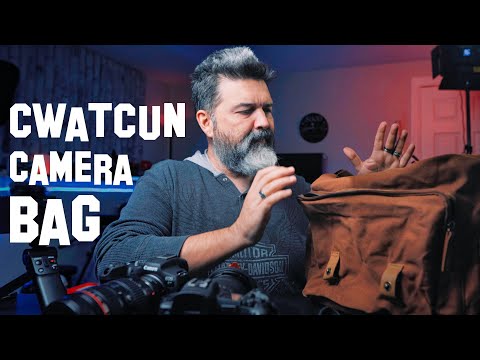 Cwatcun Camera Shoulder Bag Compact Camera Case Waterproof Retro Compatible for Canon Nikon Sony SLR DSLR Mirrorless Camera and Lens Brown, Small video review thumbnail