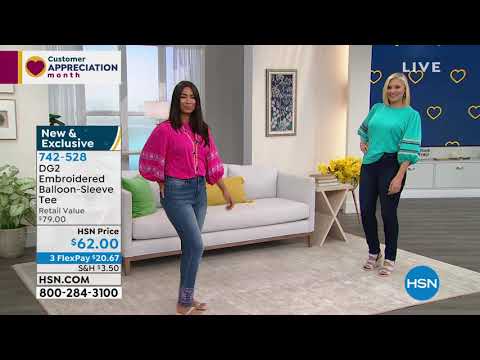 DG2 by Diane Gilman Embroidered BalloonSleeve Tee