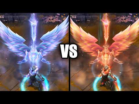 Ashen Guardian Shen vs Emberwoken Mythic Chroma Skins Comparison (League of Legends)