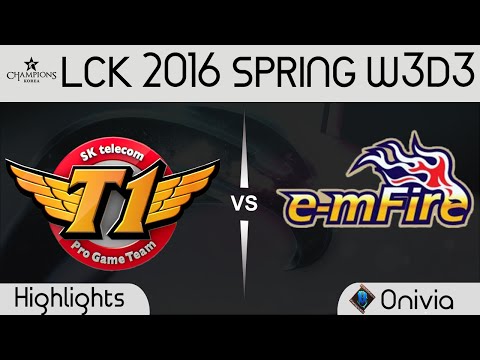 SKT vs EMF Game 3 Highlights LCK Champions 2016 Spring W3D3 SK Telecom T1 vs E mFire