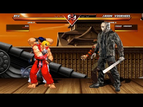 ICE POWER RYU & FIRE POWER KEN vs JASON VOORHEES & FREDDY KRUEGER - High Level Awesome Fight!