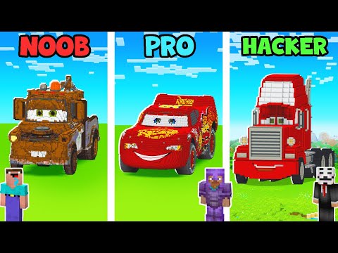 Minecraft NOOB vs PRO vs HACKER: MCQUEEN SPORT CAR HOUSE BUILD CHALLENGE | Animation