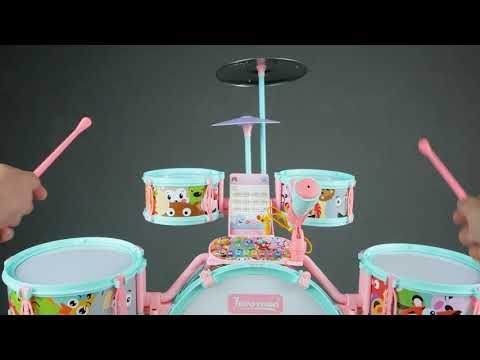 Дитяча Барабанна установка зі стільцем Liwoyuan (звук, підсвічування, режим караоке, мікрофон, палички) Q 532 B