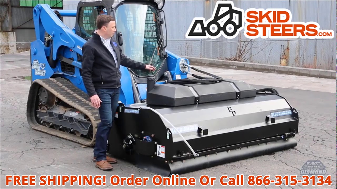 Pick Up Broom Skid Steer Attachment Blue Diamond