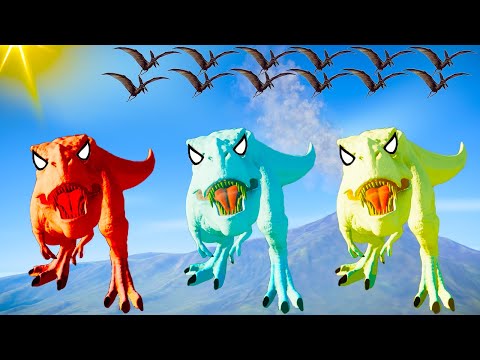 T-Rex Color Pack vs Allosaurus, Spinosaurus, Indoraptor - Jurassic World Evolution Dinosaur Fighting
