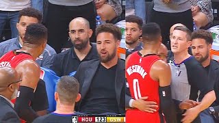 Russell Westbrook Wanna Fight Entire Warriors & Exchanges Words With Klay Thompson In Ejection! video