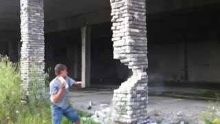 Guy Collapses Building