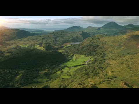 Snowdonia Drone 4K Llyn Gwynant Lake in the Nant Gwynant Valley Views of Snowdon