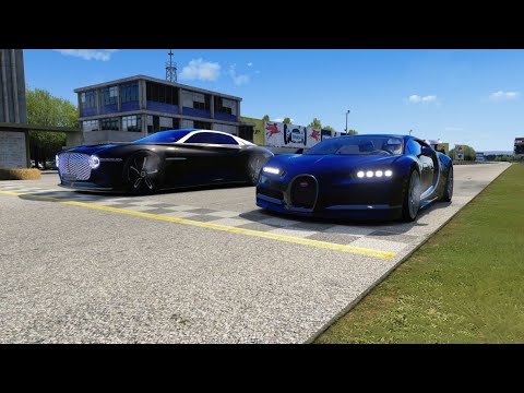 Bugatti Chiron Black Track Edition 1661 HP vs Bentley EXP 100 GT Concept at Monza Full Course