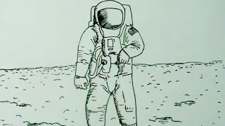 Cómo dibujar un astronauta en la Luna -  astronaut on the moon