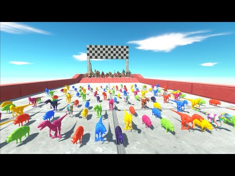Speed Race DINOSAURS VS ANIMAL FUNNY SUPERHEROES CHAMPIONS - Animal Revolt Battle Simulator