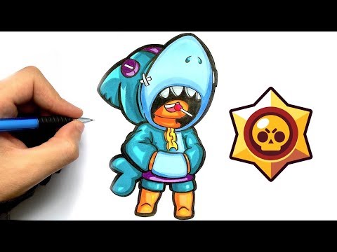 HOW TO DRAW SHARK LEON FROM BRAWL STARS