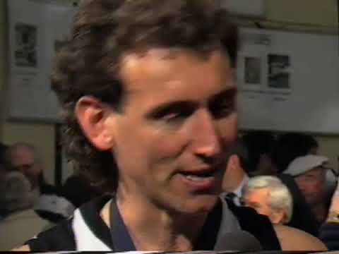 Collingwood champion Peter Daicos interviewed after the 1990 premiership win on channel 7 News