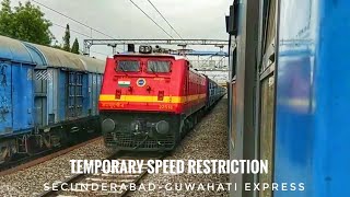 preview picture of video 'Temporary Speed Restriction at Janagaon || Guwahati Express Overtaking Guntur Intercity Express ||'