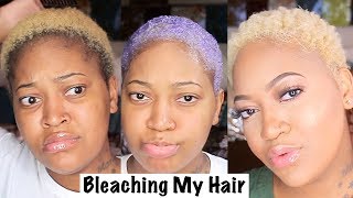 BLEACHING MY SHORT BLONDE HAIR + TONING & STYLING