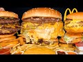 ASMR MUKBANG GIANT BIG MAC BURGERS CRISPY CHICKEN NUGGETS HASH BROWNS MCDONALDS FRIES WITH CHEESE