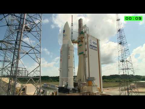 Ariane 5 lifts off from French Guiana with four Galileo spacecraft