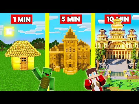 Adventure Craft - GOLDEN HOUSE BUILD BATTLE CHALLENGE In Minecraft - NOOB VS PRO - Maizen Mizen Mazien Parody