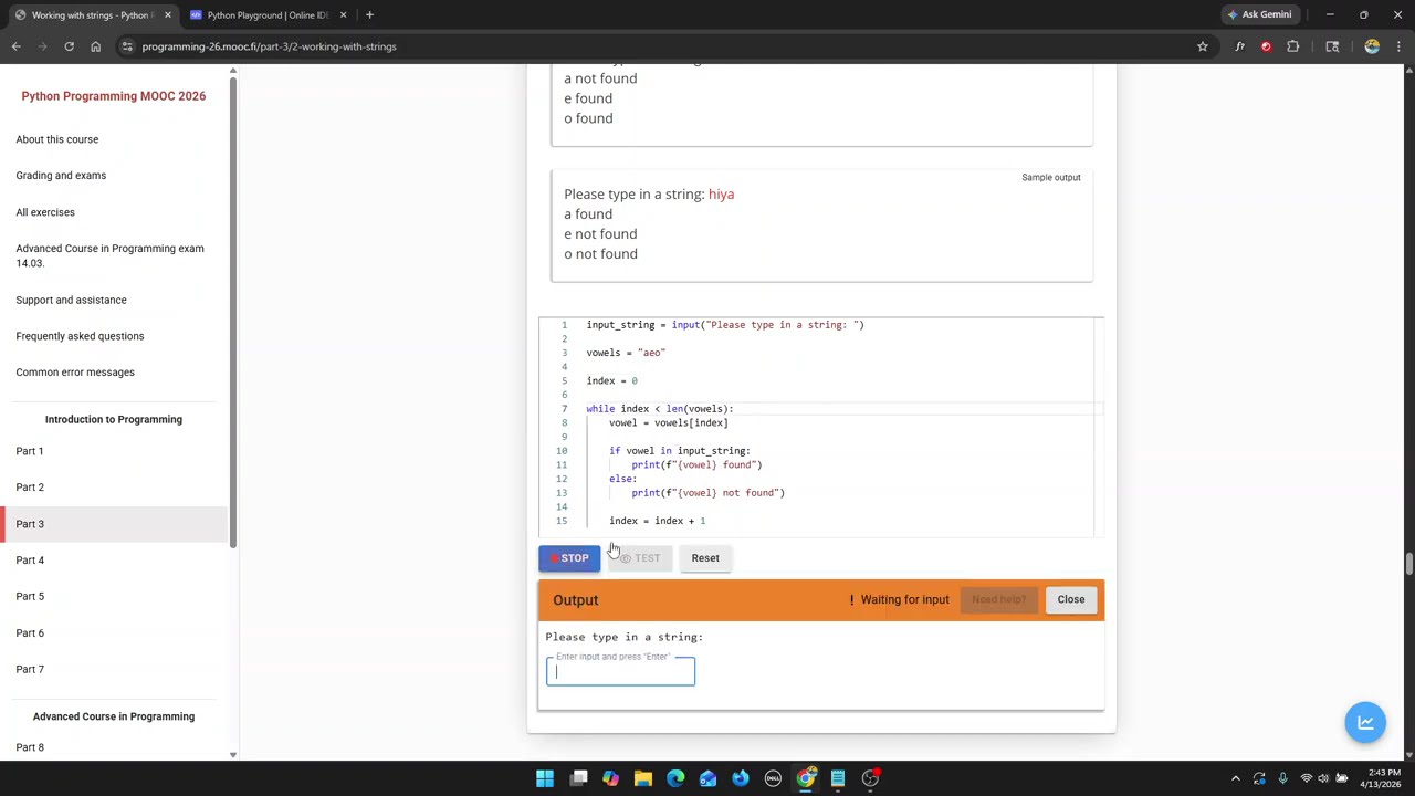 Python Programming MOOC 2026 - 3.2.4 Searching for Substrings Python Programming MOOC 2026