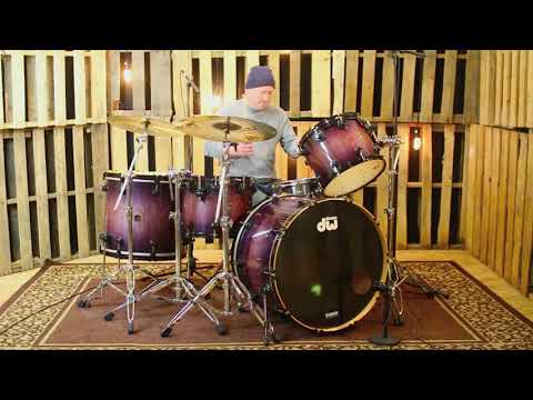 DW Collector's Lavender To Black Burst Over Exotic Quilted Maple Drum Set - 26, 15, 16, 20