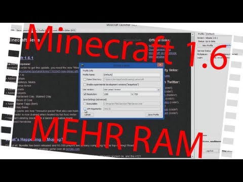 Minecraft 1.6.2 [Launcher 1.0.10] MEHR RAM zuweisen [DE-HD]