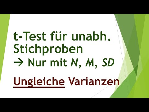 t-Test (Welch) ohne Urliste, nur mit N, M und SD (für unabhängige Stichproben, ungleiche Varianzen)