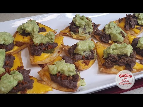 Como hacer PANCHOS - Totopos con Frijoles, Carne y mas Ingredientes, deliciosos para Botana!