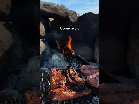ASADO con DINOSAURIOS , Villa El Chocon! 😎Video completo en el canal. #asado #voge500 #motoviajeros