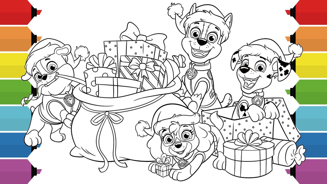 PAW Patrol Christmas Coloring Pages for Kids