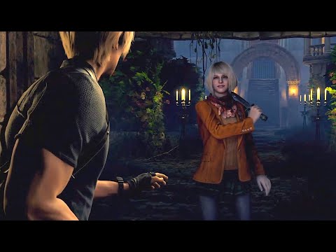 Ashley Slits Her Throat Almost And Stabs Leon Resident Evil 4 Remake