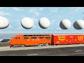 Train Vs Giant Concrete Balls rolling Against moving Cars - Beamng drive