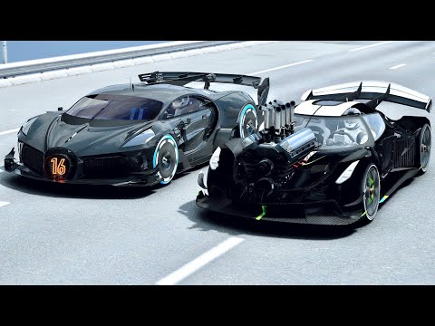 Koenigsegg Godzilla Dragster vs Bugatti Black Devil VGT - Drag Race 20 KM