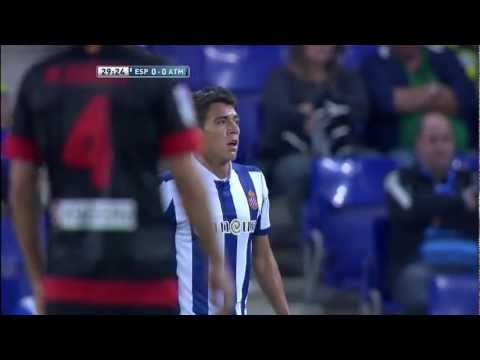 Gol de cabeza de Raúl García (0-1) en el RCD Espanyol - Atlético de Madrid Jornada 6