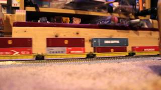 really long MSC N scale stack train 90 cars