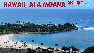 Hawaii live stream 4K.  Ala Moana, Magic Island, Honolulu. Surfers, beach, and fireworks on Friday. live webcam