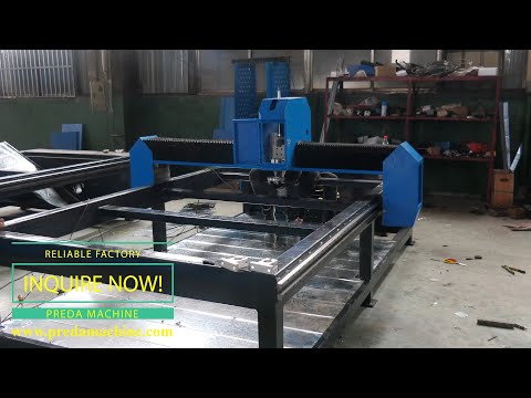 CNC plasma cutting machine manufacturing site at Preda Machine factory.