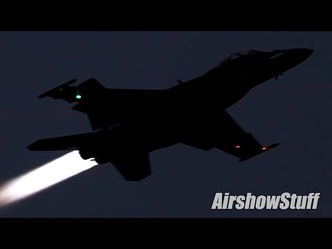 F-18 Super Hornet Night Afterburner Flybys - EAA AirVenture Oshkosh 2021
