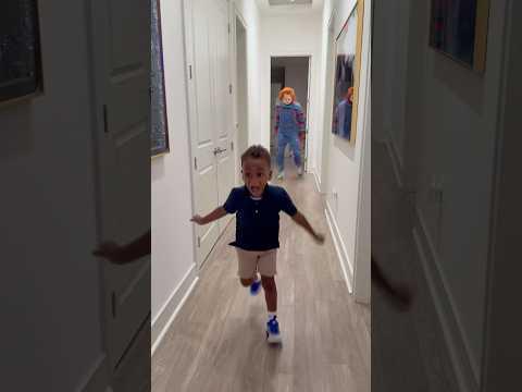 Mj was scared to put chucky doll in the room #shorts