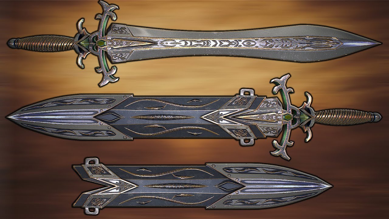 Fantasy Sword 29 With Scabbard 3D Model