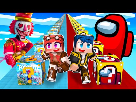 LUCKY BLOCK FORTNITE VS LUCKY BLOCK AMONG US! - MINECRAFT