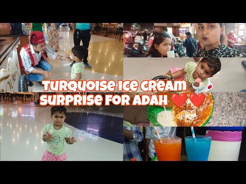 Turquoise ice cream surprise for adah 🤩|| Manju ke batije ki bday  shopping 🛍️|| juice party 🎉