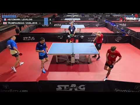 HEITZMANN LEVALOIS vs TRUMPAUSKAS VASILJEVS Championnats Europe Vétérans 2022 tennis de table Rimini